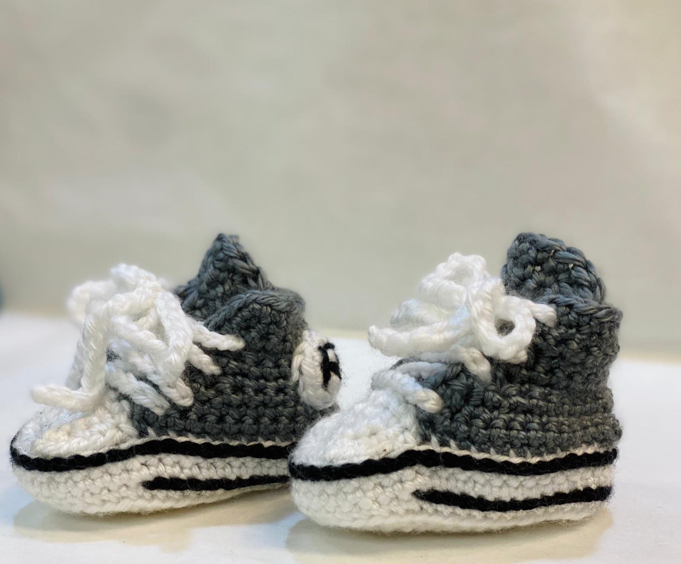 Handmade Crochet Stone Grey Converse 