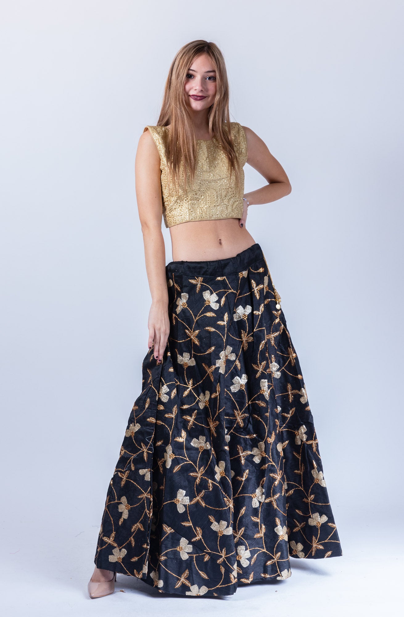 heavy embroidered skirt