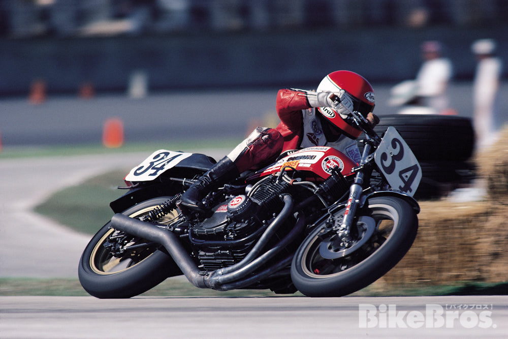 Although not able to secure a 1st place finish –– 2nd in Rd.1 at Daytona, 3rd in Rd.2 at Bryar (Loudon), 3rd in Rd.3 at Sears Point and 2nd in Rd.4 at Laguna Seca –– Wes Cooley was crowned the 1979 AMA Superbike Champion by finishing on the podium in all four rounds in the season. It was the first Superbike title for both Cooley and Yoshimura.