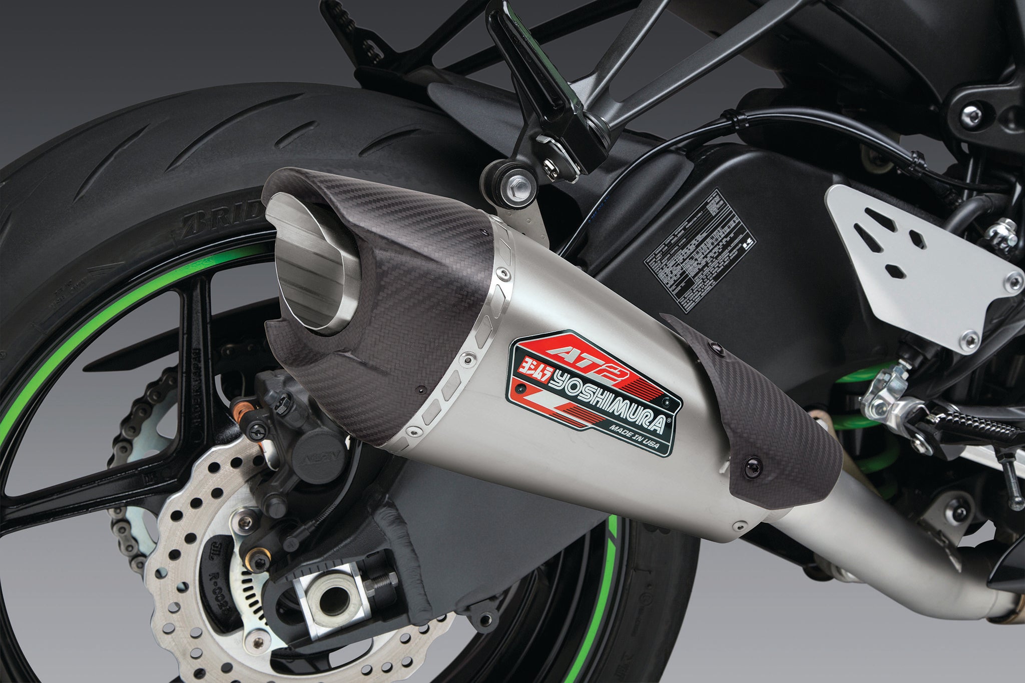 Yoshimura ZX6R 1923 AT2 Stainless 3/4 Exhaust System, w/ Stainless