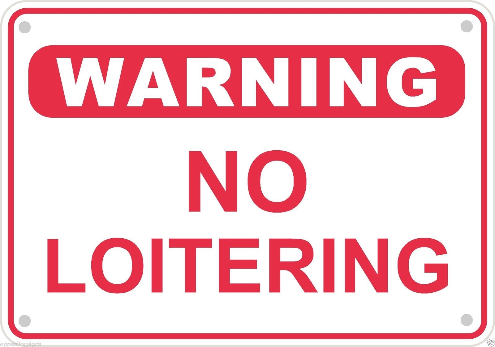 Warning No Loitering Sign Safety Security Business Retail Metal 10 X