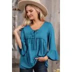 PLUS 3/4 Sleeve with Neck String Detailed Top