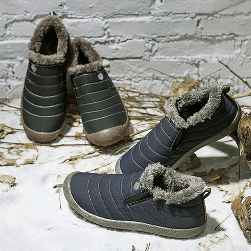 unisex waterproof fur lining slip on snow boots