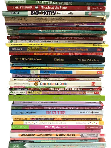 stack of thin chapter books for kids ages 6-9