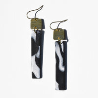 Textured Brass and Black-and-White Polymer Clay Statement Earrings by JAX Atelier