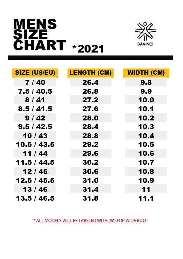 mens boot size chart