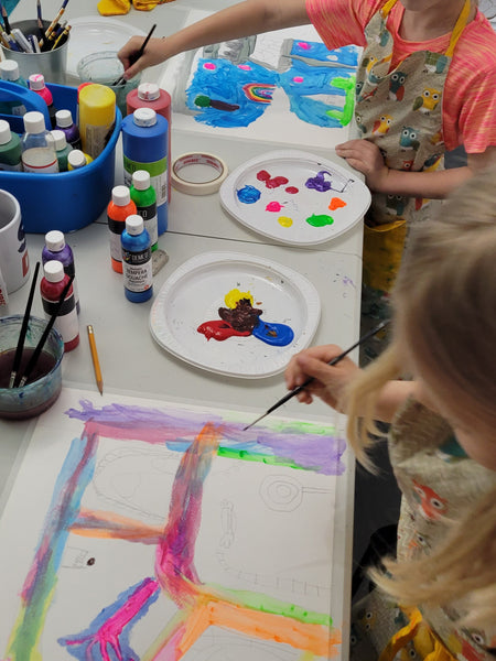 6 pots de peinture à l'eau + 1 pinceau dessin enfants jeux peinture