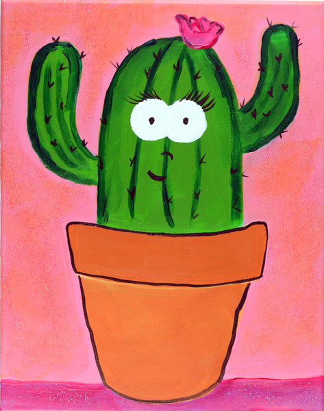 Toile de cactus - atelier de peinture pour une fête d'enfants