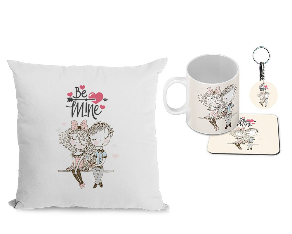 Be Mine Only Cushion, Coffee Mug with Coaster and Keychain