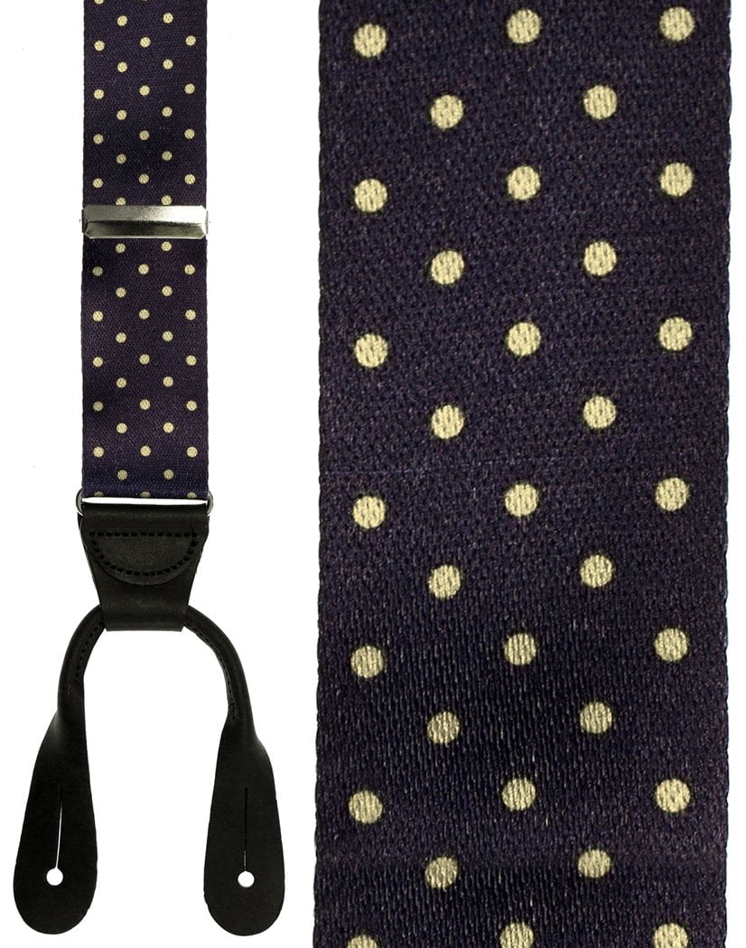 "Manhattan" Black & Khaki Dots Suspenders - ApronWarehouse product image