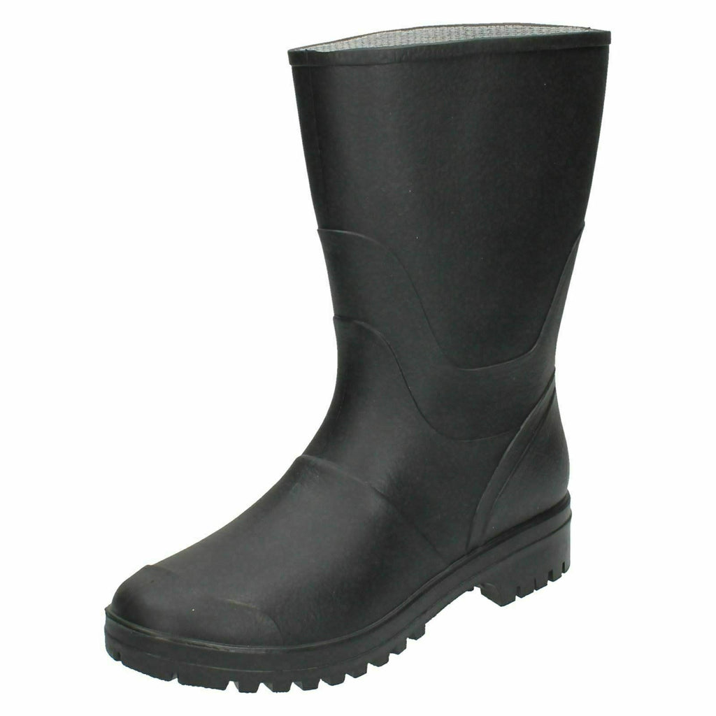 Mens Waterproof Rubber Wellingtons Black Wellies Dog Walk Boots Shoes ...