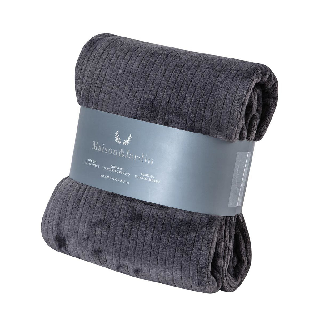 Maison & Jardin Jacquard Velvet Comfy Throw Blanket – Simple Collection