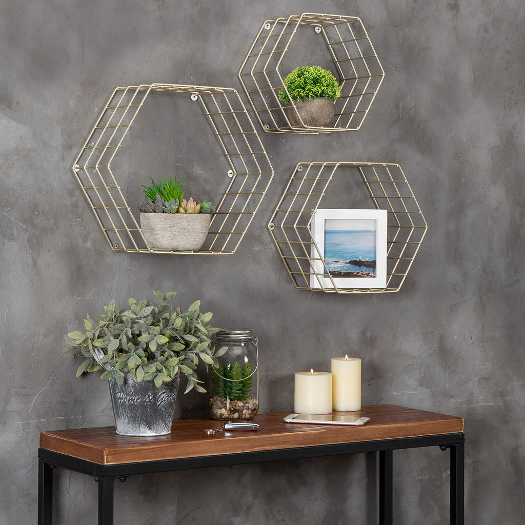 hanging hexagon shelves