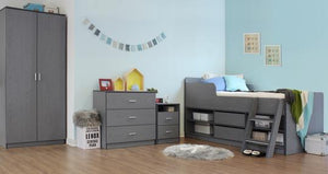 Felix Bedroom Set In Grey Wardrobe Chest Locker