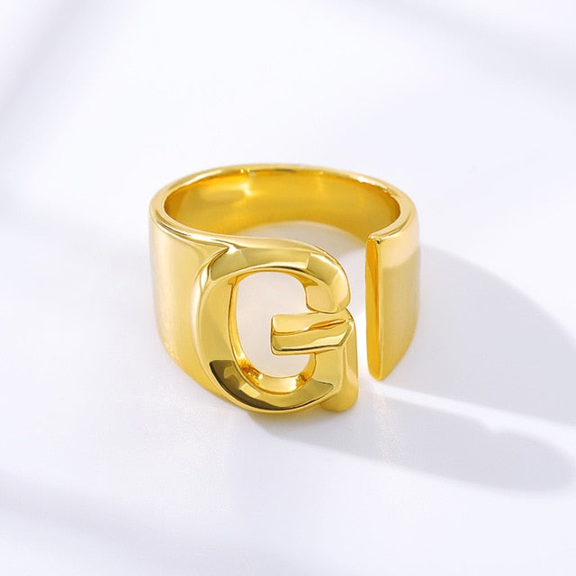 Gold Letter Ring N S White Circlet