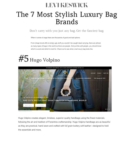 Hugo Volpino Named Most Stylish Luxury Bag Brand