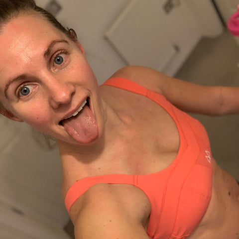 Helen Buckingham Personal Trainer wearing a MAAREE Sports Bra in Coral