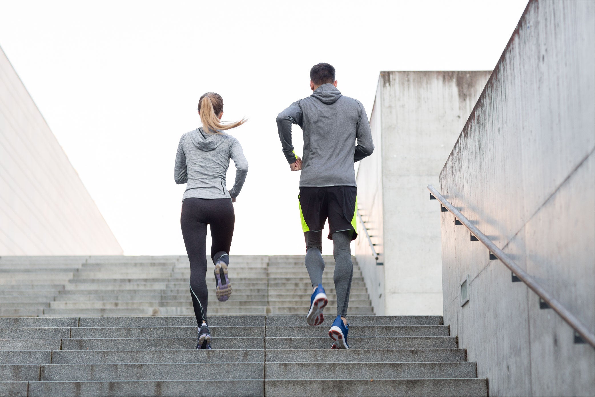 Man and woman running