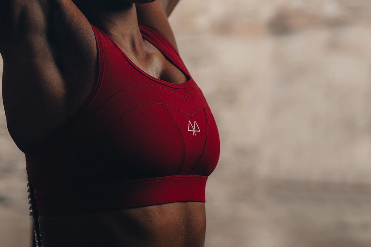 Red sports bra with overband