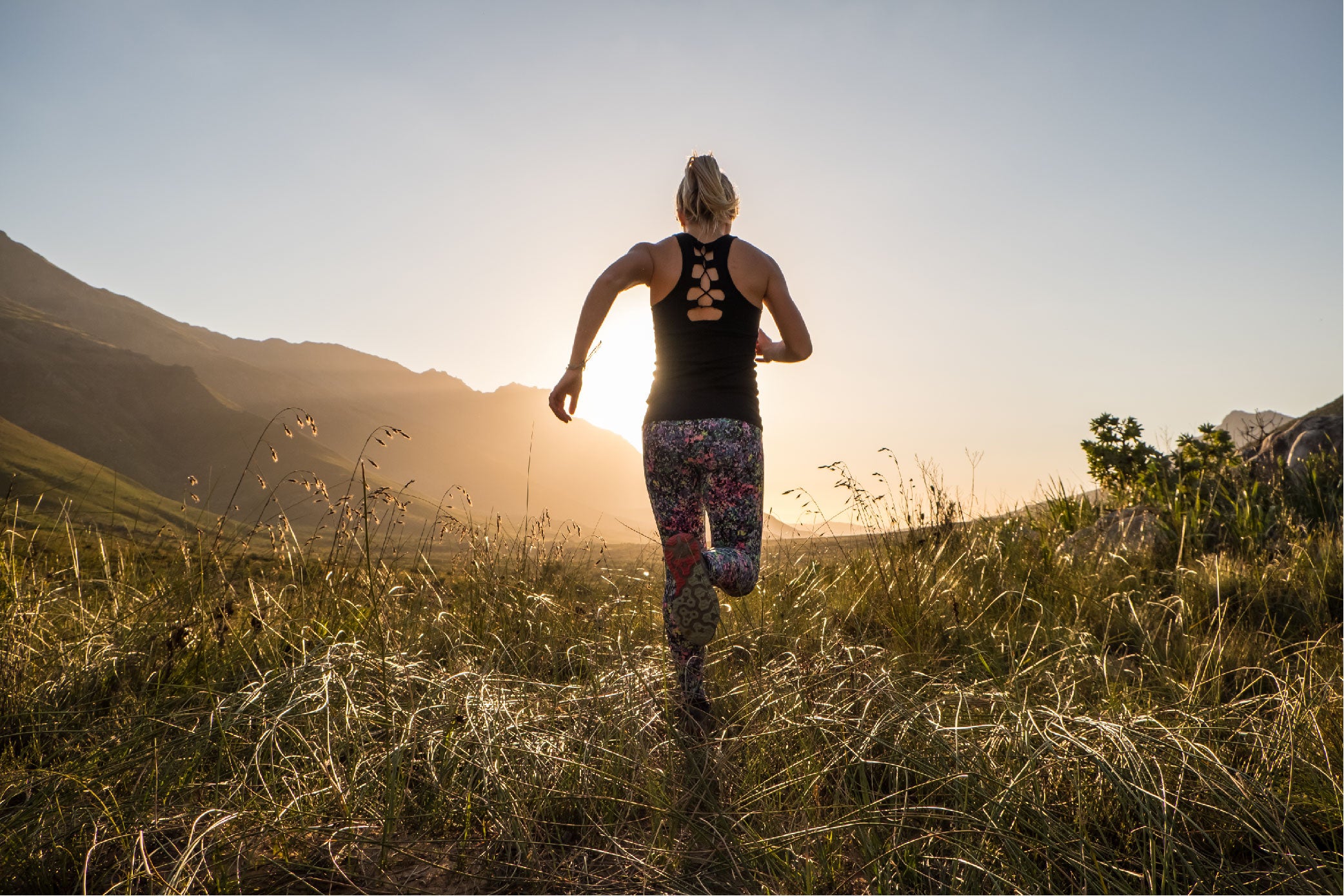 Woman running alone