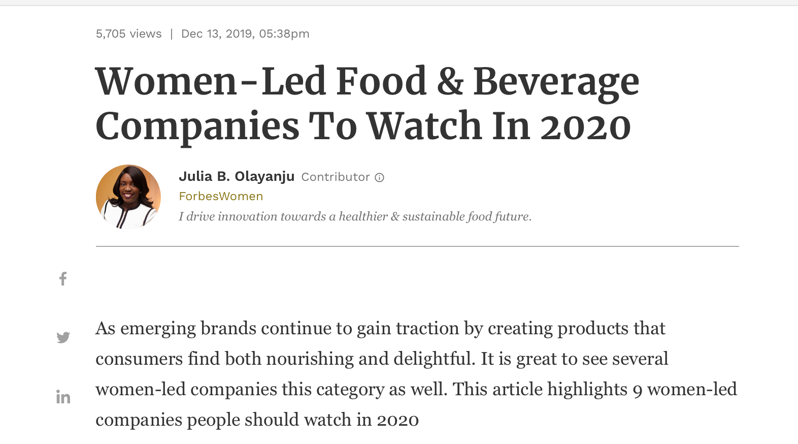 forbes women founded companies to watch 2020 kara landau uplift food