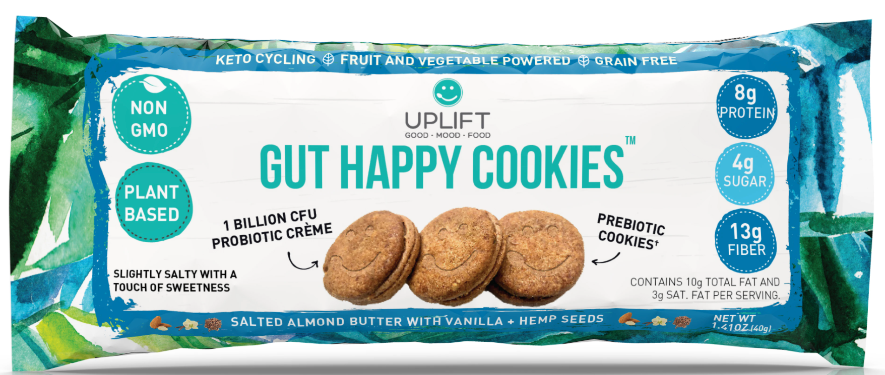  uplift food daily uplifter prebiotic supplement gut health psychobiotic high in prebiotic fiber gut healthy snacks gut healthy cookies 