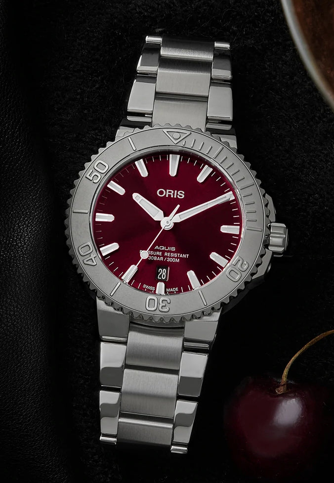 Hands-On: Oris Aquis Date Relief Cherry Red 43.5mm Watch