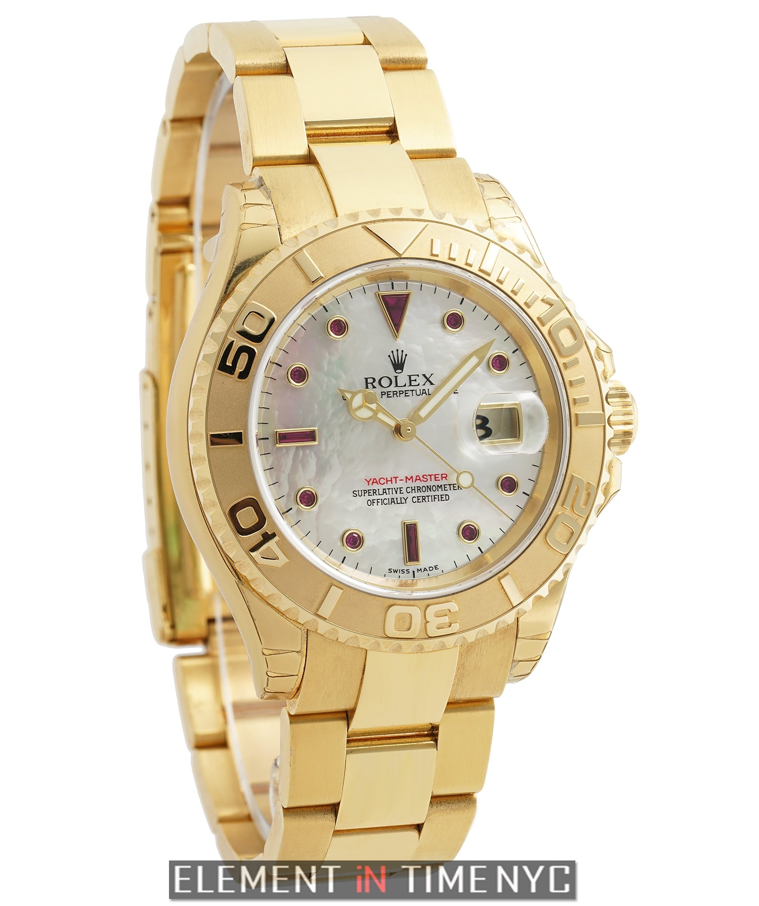 rolex yacht master gold mother of pearl