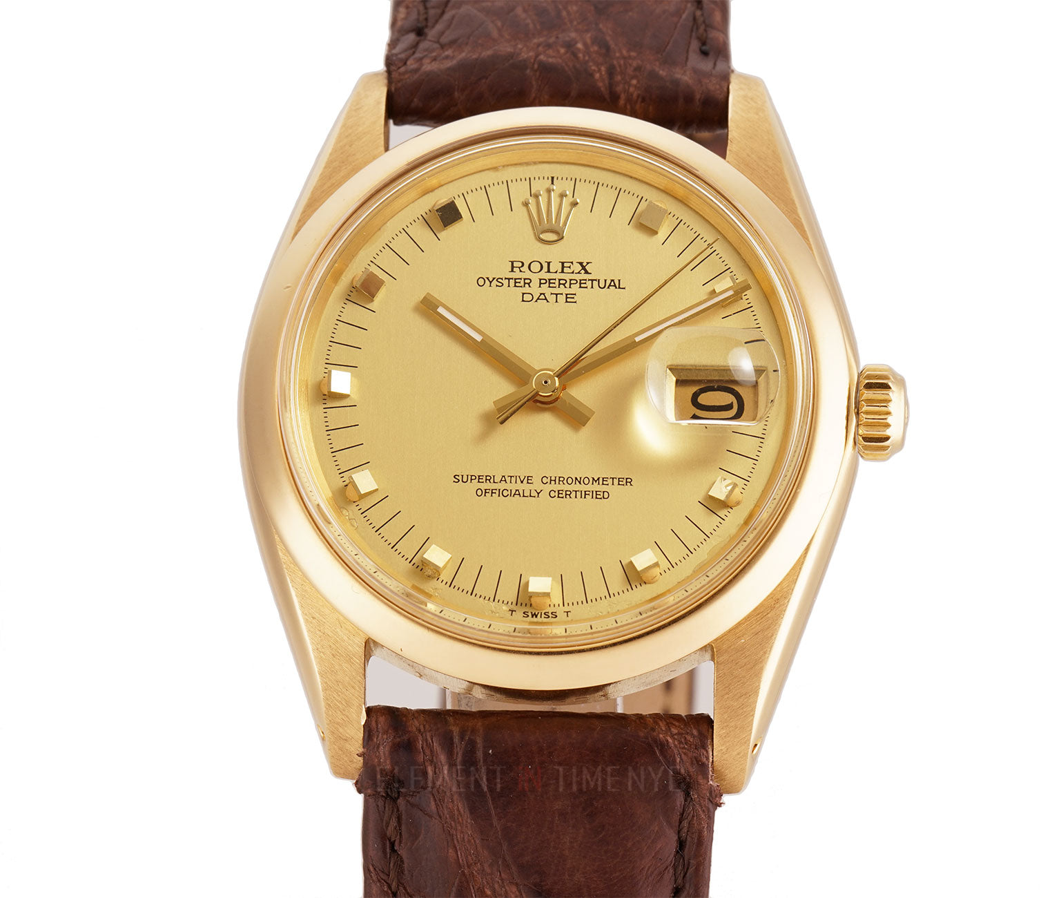 Rolex Oyster Perpetual 34mm Date 18k Yellow Gold Champagne Dial 1507 ...