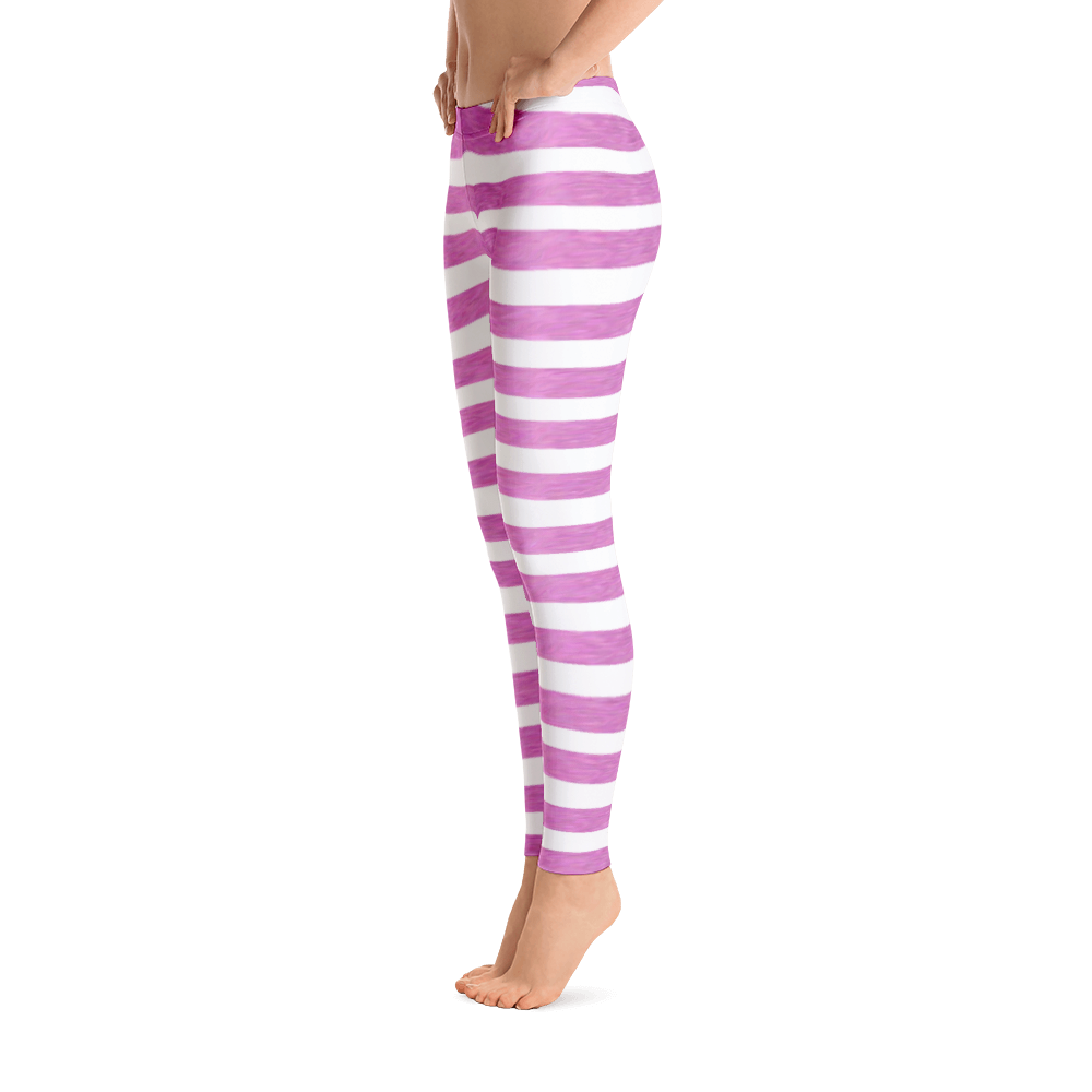 purple and white striped leggings