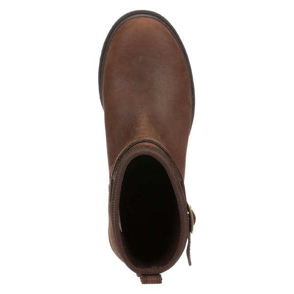 leather slip on boots womens