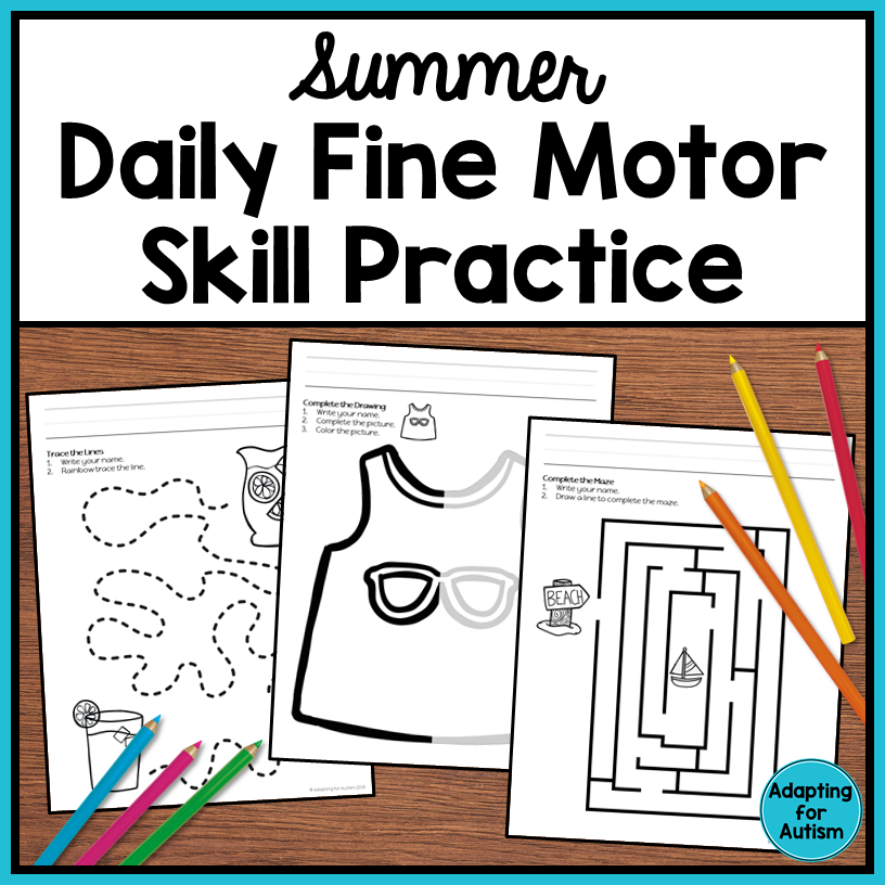 summer fine motor worksheets autism work tasks