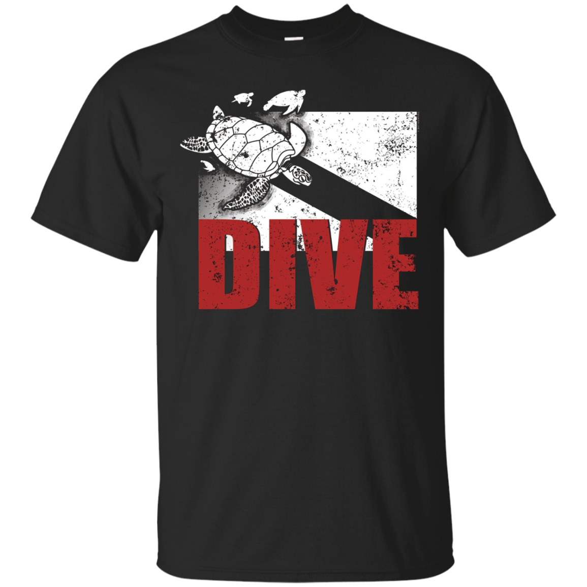 Red Dive Flag Turtle Rescue Diver Shirt Scuba Diver