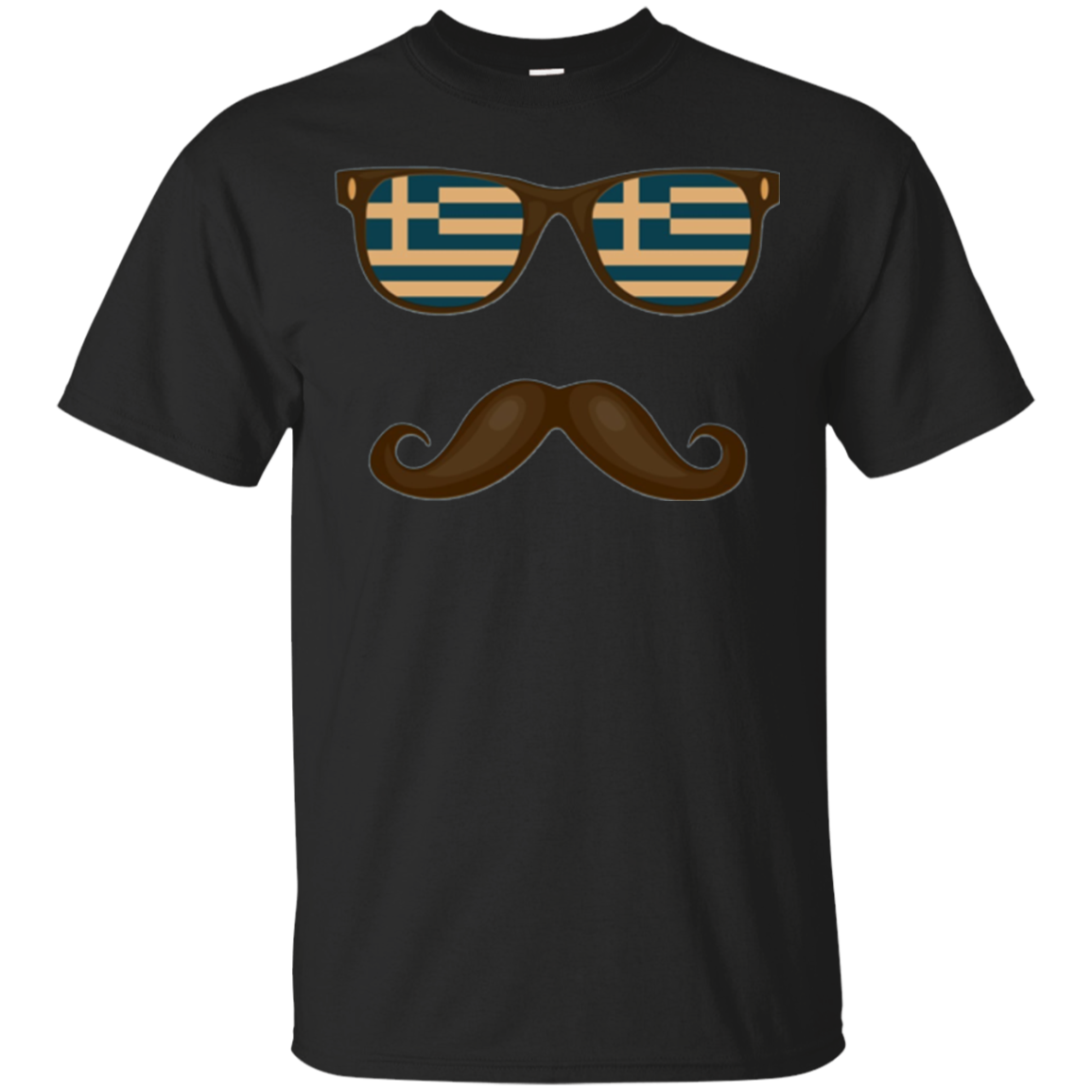 Greek Flag Sunglasses Moustaches T-shirt Greece Tee