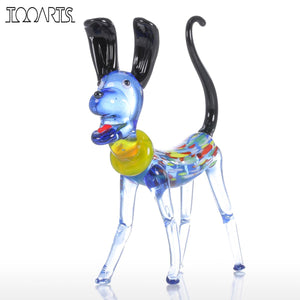 Tooarts Glass Mini Statuettes Handblown Home Decor Multicolor Modern Long Ear Dog Animal Figurine Home Decoration Accessories