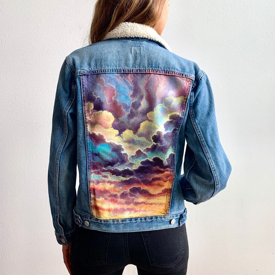 Colorbyfeliks Original Jean Jacket Painting Women S Size Large