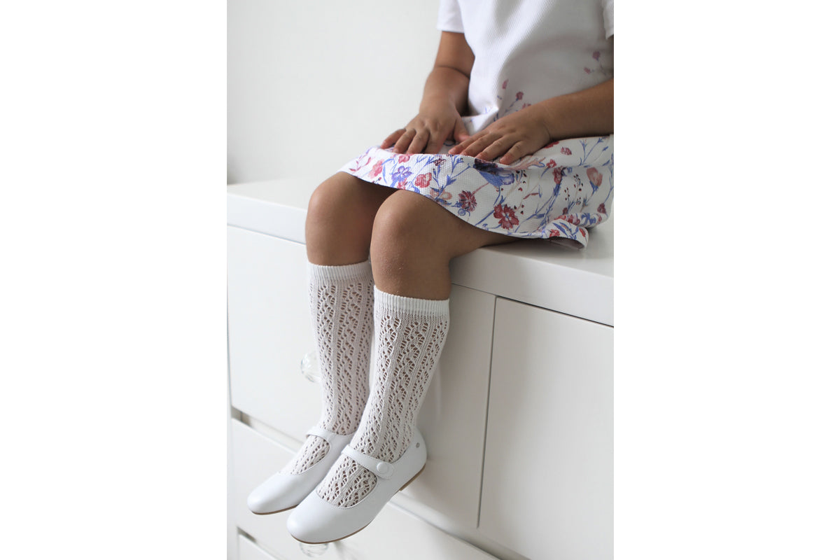 kids knee high white socks