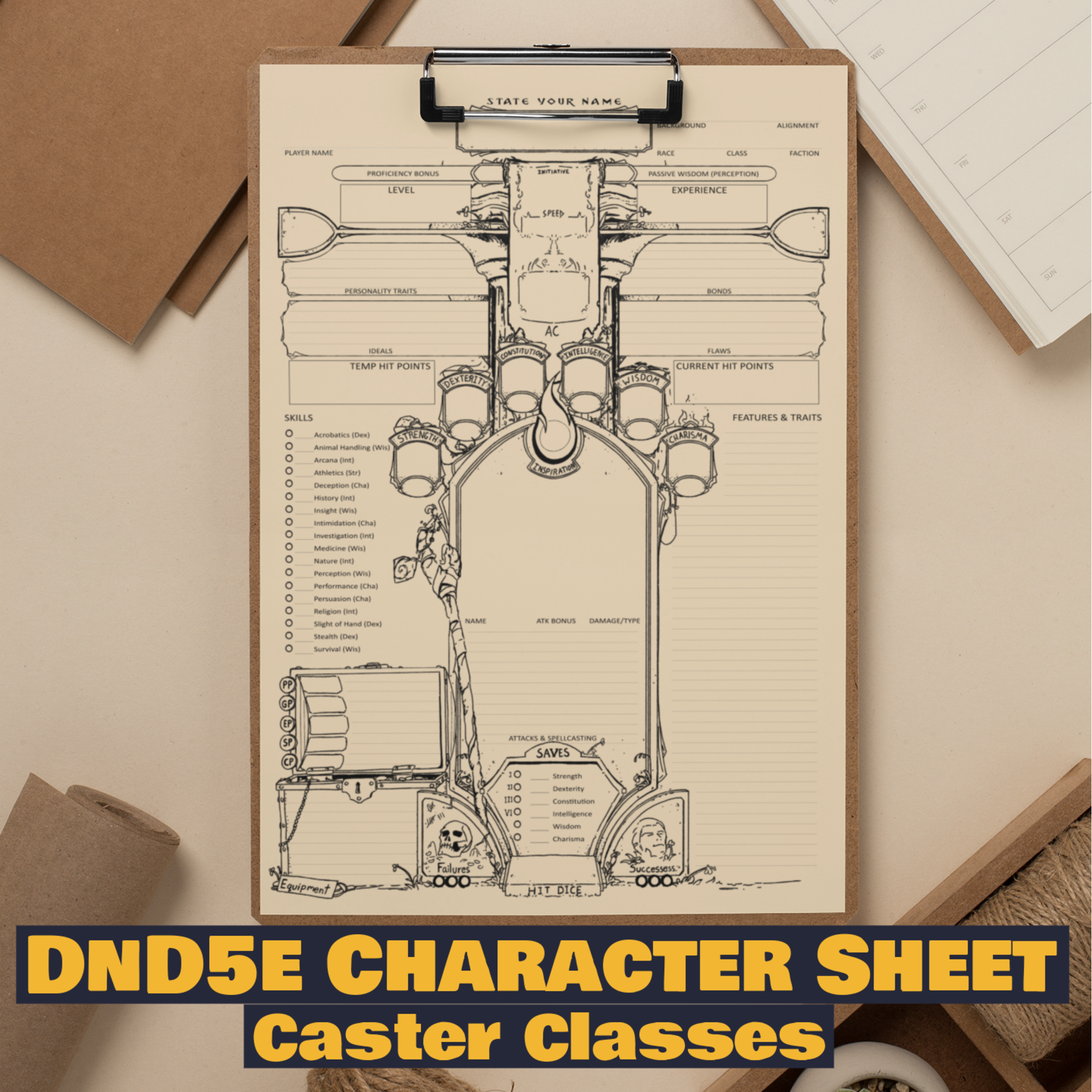 Custom Character Sheet Dungeons And Dragons D D5e Caster Theme Wildbot3d