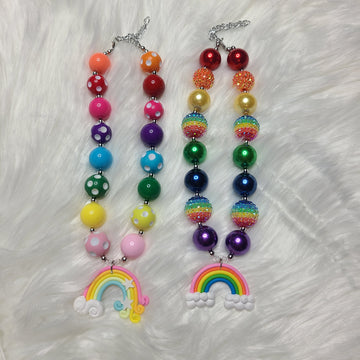 Rainbow Pendant Bubblegum Necklace