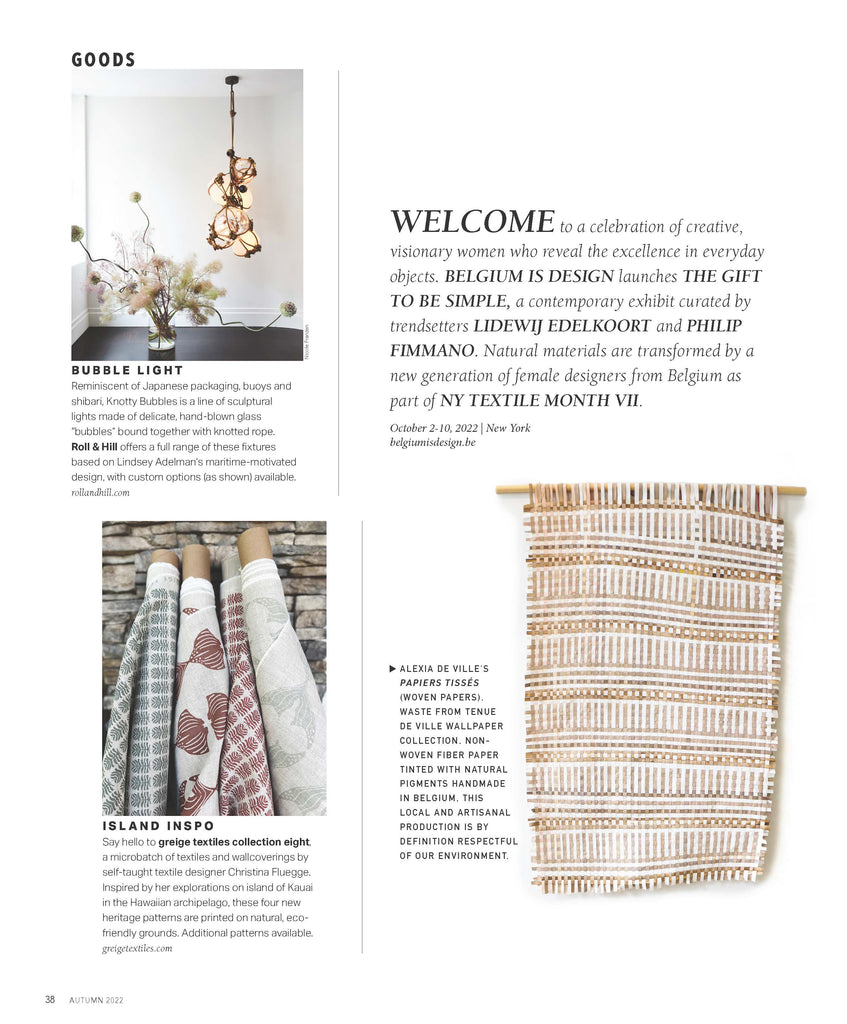 greige textiles in aspire home and design magazine autumn 2022
