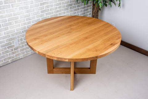 an oak table with a natural finish