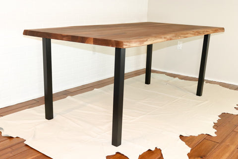 Primrose legs under a walnut table top