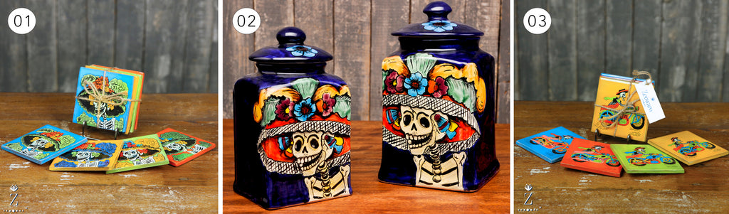 Day of the Dead inspired kitchenware and barware