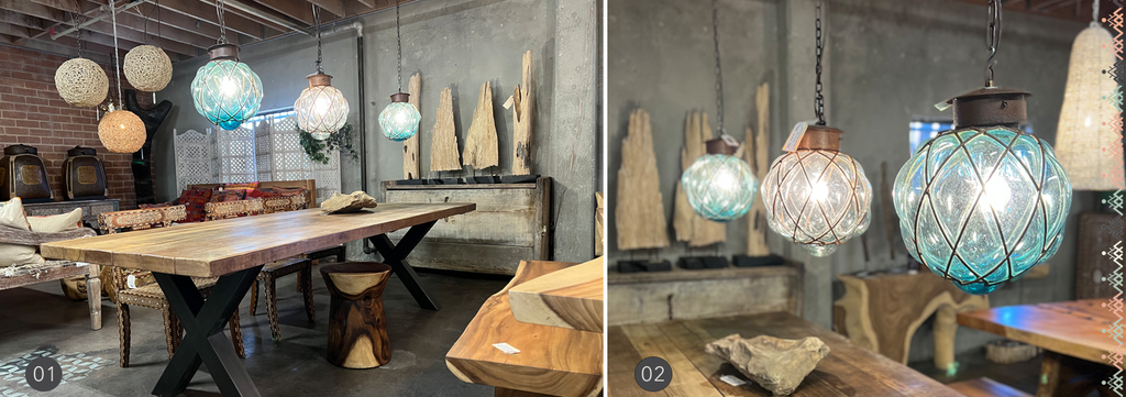 Znewaro lighting on display in showroom of Berbere World Imports