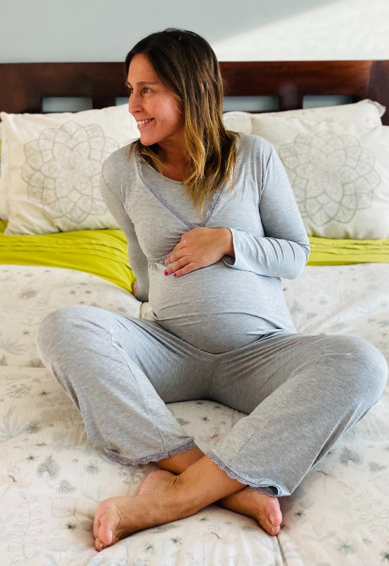 Pijama Maternal y Lactancia Sol Light Grey