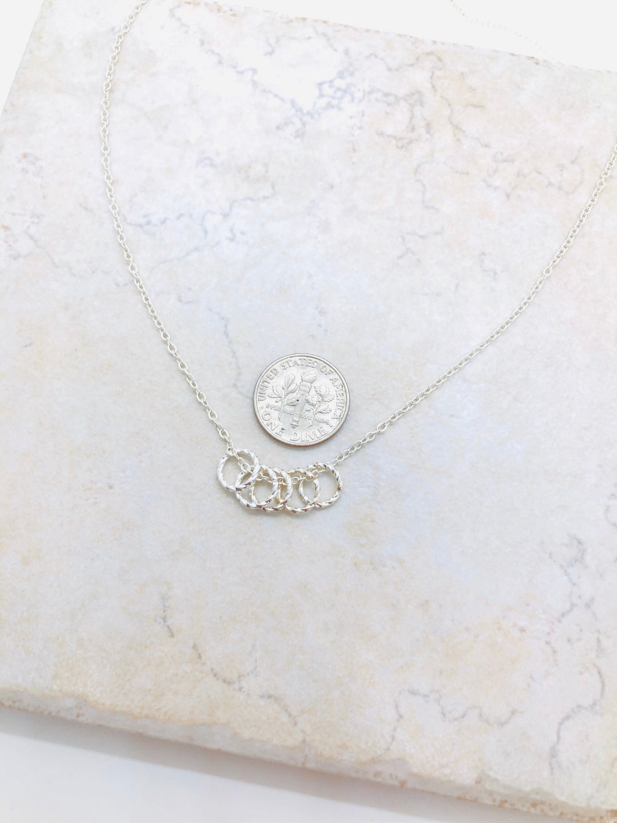 Mother's Necklace With Kids' Names & Birthstones - 2-5 Rings | Centime Gift