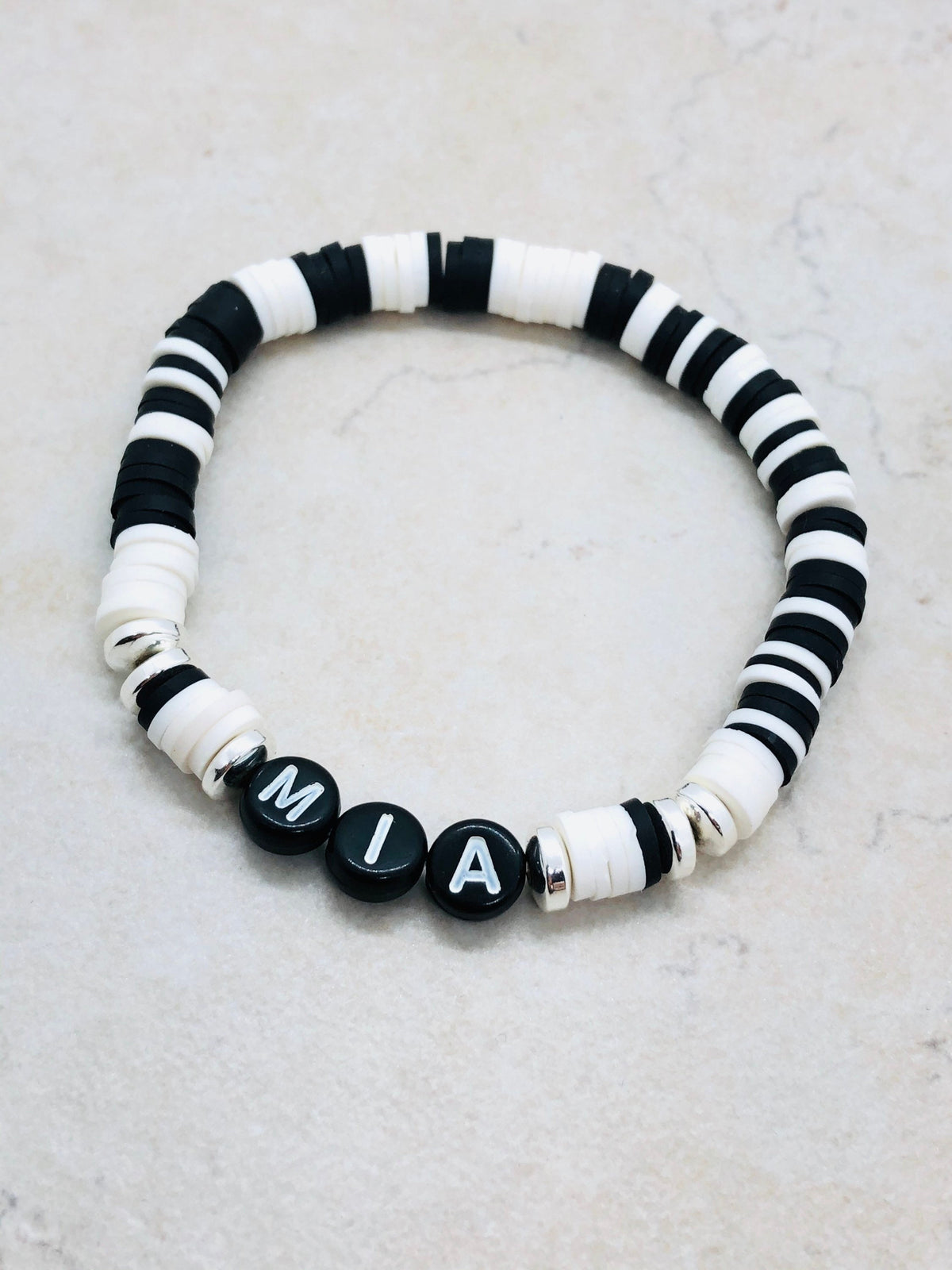 Bracelet - Black and White Flat Glass Beads - Handmade Originals – A STORE  NAMED STUFF