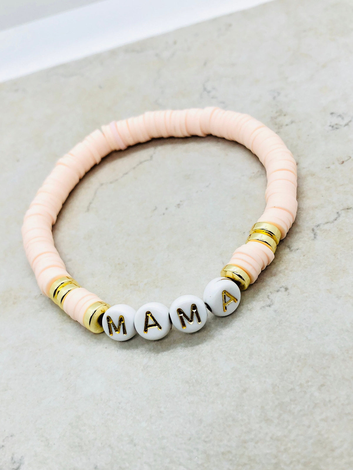 Clay Bead Bracelet/ Handmade Personalized Bracelet/ White, Black and Gold Beaded  Bracelet/ Polymer Clay Bracelet, Mothers Day, Heishi Bead -  Canada