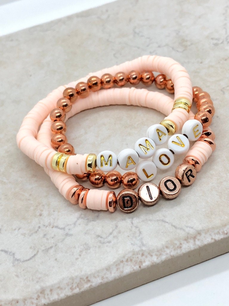 rose gold letter bracelet, personalized name bracelet, custom word bra -  Lily Daily Boutique