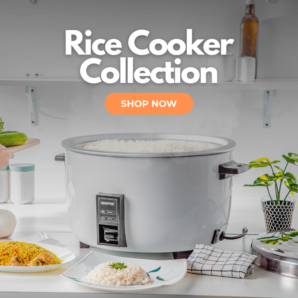 rice cooker on top of a kitchen countertop with several dishes besides it